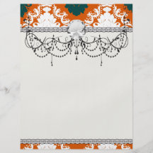 tangy orange teal white damask pattern full color flyer