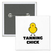 Tanning Chick Pinback Buttons