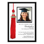 Tassel Photo Graduation Invitation Red & White