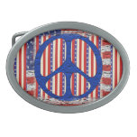 Tattered Peace Flag Oval Belt Buckles