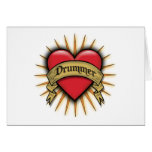 Tattoo Heart Drummer  Greeting Cards