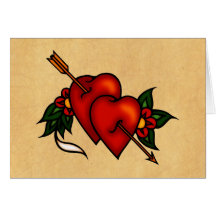 Tattoo Hearts with Arrow Card