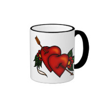 Tattoo Hearts with Arrow Mugs