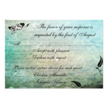 Tattoo Rose and Fluers Muerte Skull Reception Card Personalised Announcement