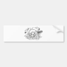 Tattoo Skull & Knife Bumper Stickers