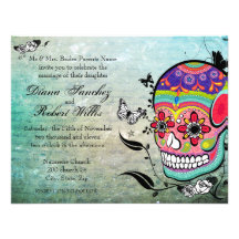 Tattoo Style Muerte skull and Flourishes Invite