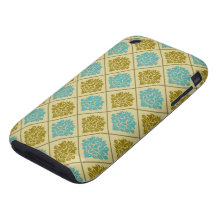 taupe and teal diamond damask tough iPhone 3 covers