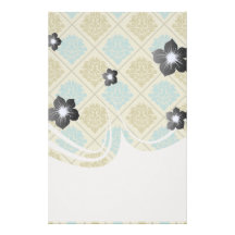 taupe and teal diamond damask stationery design