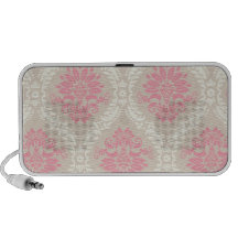 taupe pink and ecru ivory damask design pattern speaker system