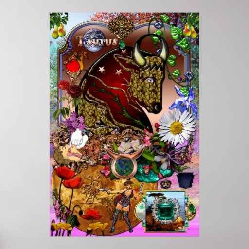 Taurus Zodiac Collage Poster