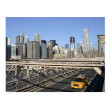 Taxi on Brooklyn Bridge, New York Postcards