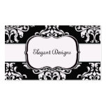 <TBA Winner > Jet Black & White Diamond Damask Business Card