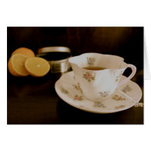 Tea and Oranges Greeting Cards