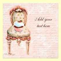 Tea Party Cupcake Victorian Design Invitations invitations