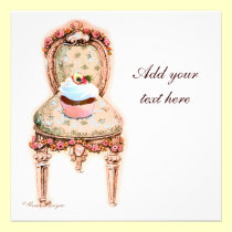 Tea Party Cupcake Victorian Design Invitations invitations