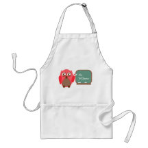Teacher Apron - Red Owl At Chalkboard