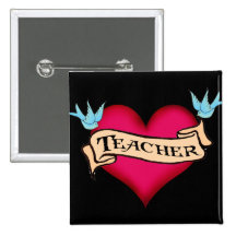 Teacher - Custom Heart Tattoo T-shirts & Gifts Pins
