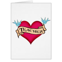 Teacher - Custom Heart Tattoo T-shirts & Gifts Greeting Cards