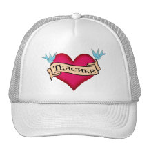 Teacher - Custom Heart Tattoo T-shirts & Gifts Mesh Hats