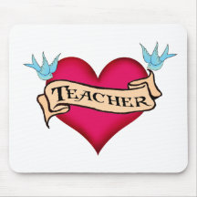 Teacher - Custom Heart Tattoo T-shirts & Gifts Mouse Mat