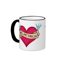 Teacher - Custom Heart Tattoo T-shirts & Gifts Coffee Mugs