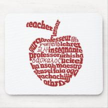 Teacher in all languages Red Apple Mousepad