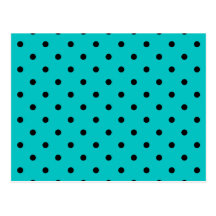 Teal and Black Polka Dot Pattern. Post Card