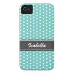 Teal and white polka dots iPhone 4 case