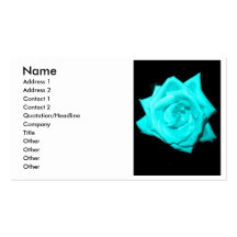 Teal aqua coloured rose solid black background business card templates