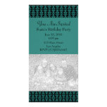 Teal Black Pattern Party Personalized Photo Card