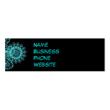 Teal Blue and Black Lace Snowflake Mandala Business Card Templates