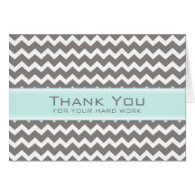 Teal Blue Grey Chevron Employee Appreciation Card