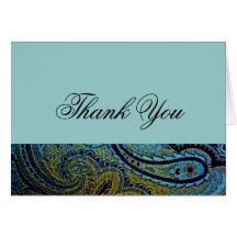 Teal Blue Paisley Peacock Wedding Invitations Cards