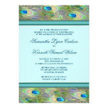 Teal Blue Peacock Wedding Invitations