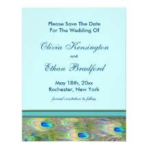 Teal Blue Peacock Wedding Invitations