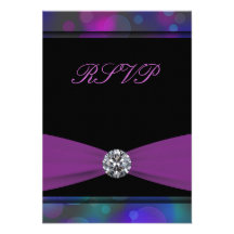 Teal Blue Purple Quinceanera RSVP Invite