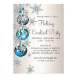 Teal Blue Snowflakes Ornaments Christmas Party Custom Announcement