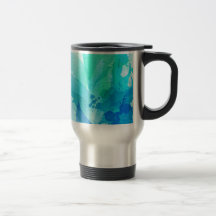 Teal Blue Watercolor Abstract Coffee Mugs