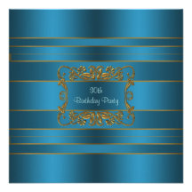 Teal Blue Womans 30th Birthday Party Invite