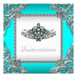 Teal Bluel Quinceanera Personalized Invite