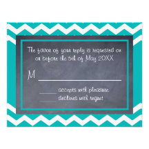 Teal Chevron RSVP Card