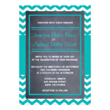 Teal Chevron Wedding Invitation