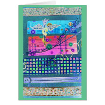 Teal Collage Get Well Greeting Cards