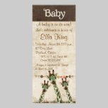 Teal & Copper  Giraffes Baby Invitation invitations