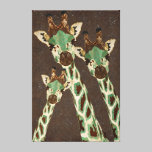 Teal & Copper Giraffes Damask Canvas canvas prints