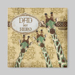Teal & Copper Giraffes Hero Dad Magnet magnets