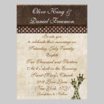 Teal & Copper Giraffes  Wedding Invitation invitations