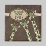 Teal & Copper Giraffes World's Best Dad Magnet magnets