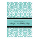Teal Damask 21st Birthday Party Invitations