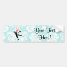 Teal Damask Pattern Ice Skating Bumper Stickers